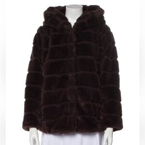 Apparis Brown Teddy Jacket with Plush Faux Fur and Oversized Silhouette